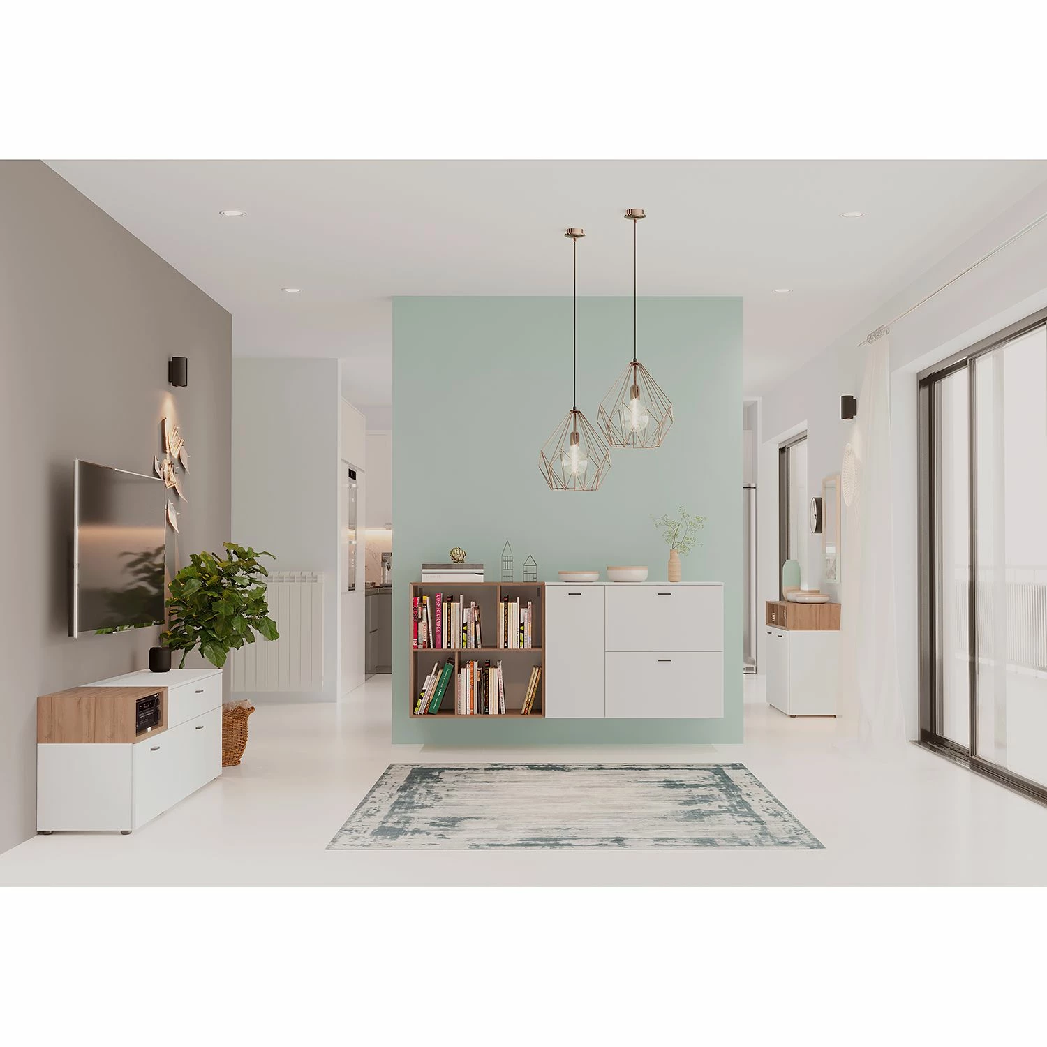 Germania Kommode Coruna - Weiß / Eiche Grandson Dekor – Bild 2