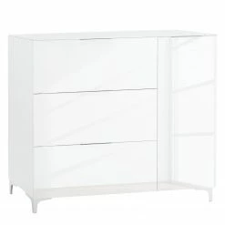 Maja Möbel Kommode Shino II - Glas Weiß / Weiß