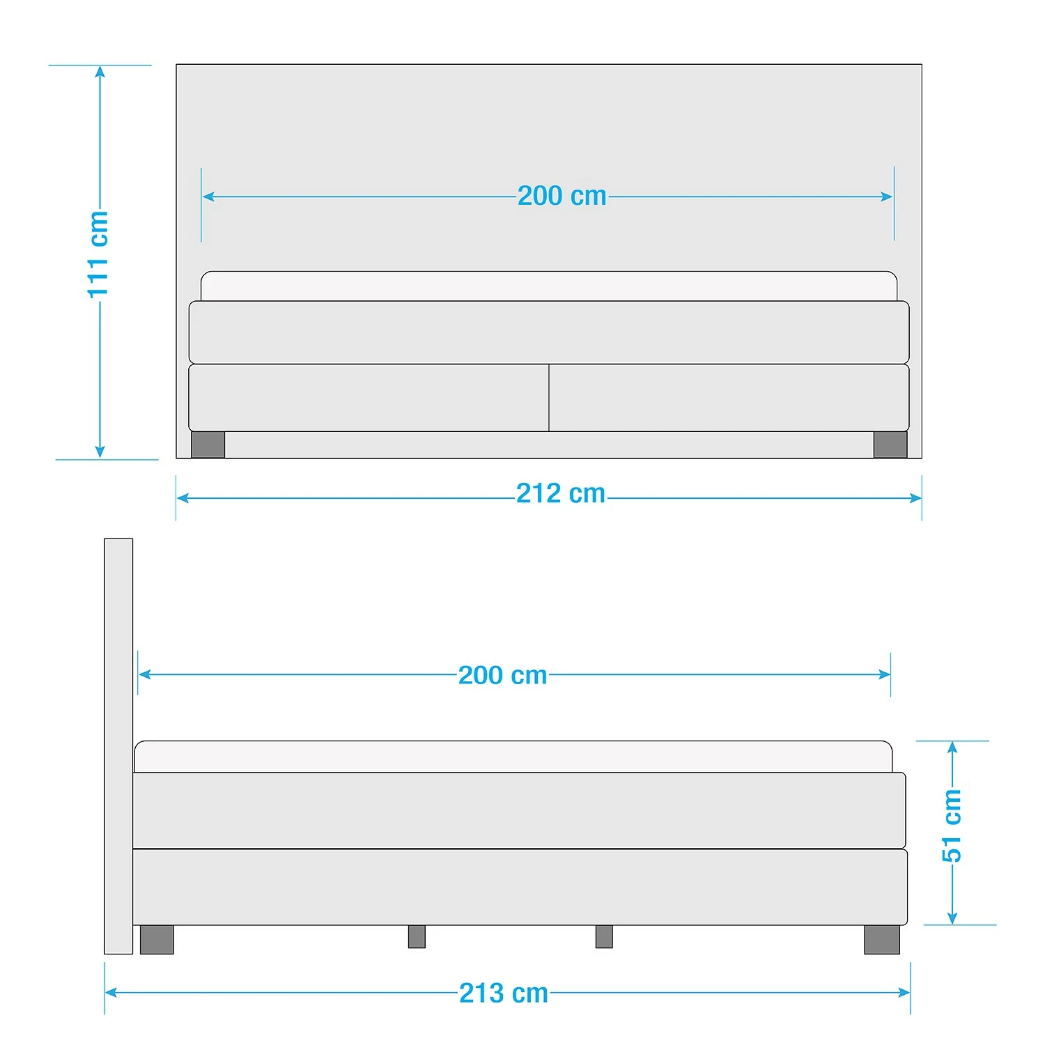 Fredriks Boxspringbett Royal Night - inkl. Topper - Rauchgrau - 200 x 200cm - Kein Bettkasten – Bild 14