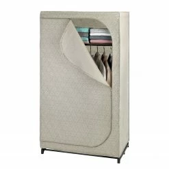 WENKO Kleiderschrank Balance II - Vlies / Metall - Taupe / Schwarz