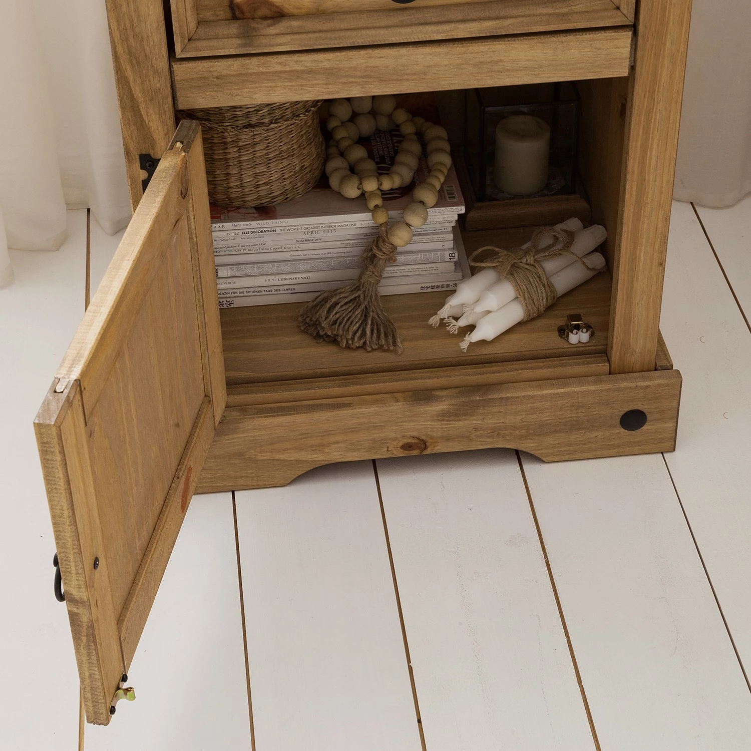 Maison Belfort Nachtkommode Finca Rustica - Kiefer massiv - Kiefer Natur – Bild 10