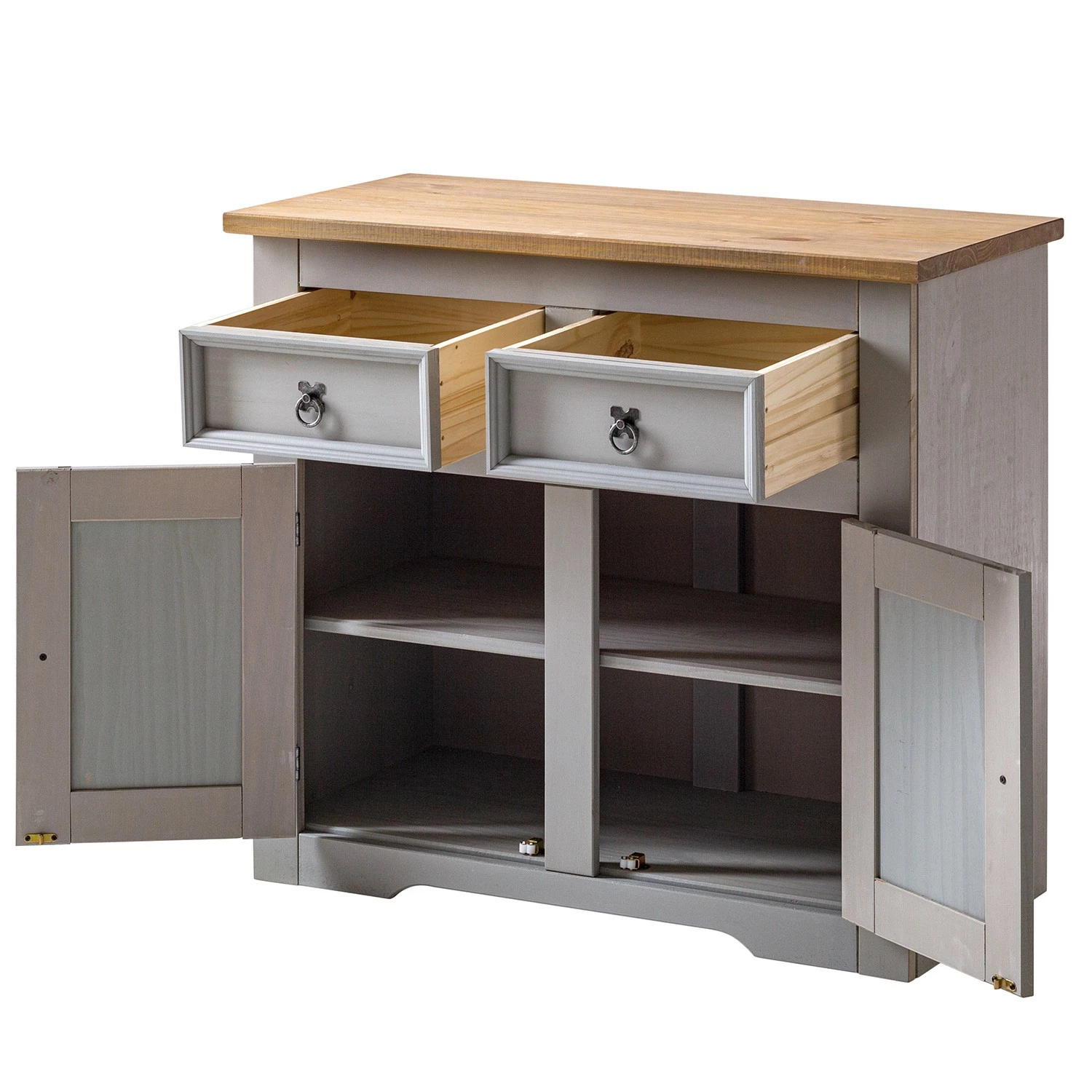 Maison Belfort Kommode Finca Rustica I - Kiefer massiv - Kiefer Grau – Bild 5