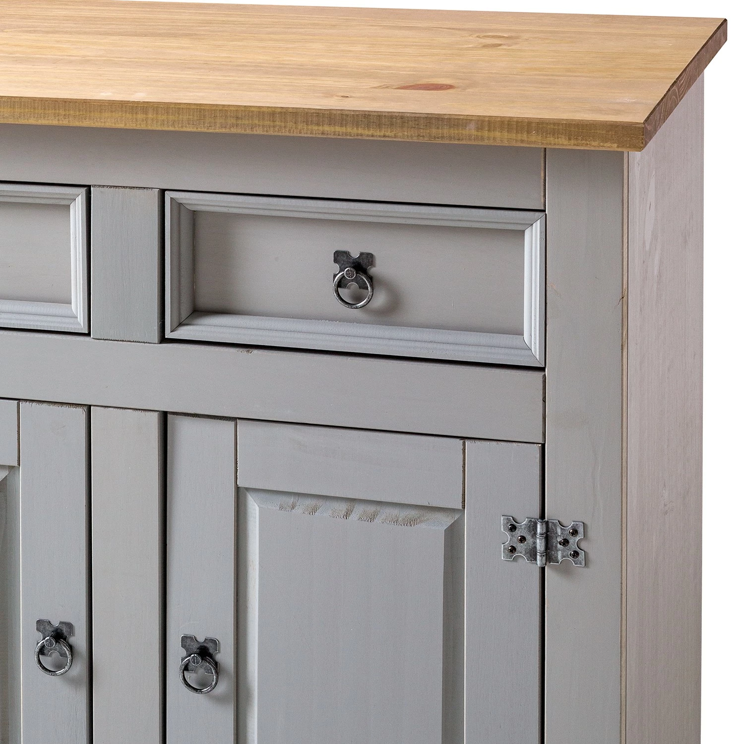 Maison Belfort Kommode Finca Rustica I - Kiefer massiv - Kiefer Grau – Bild 10