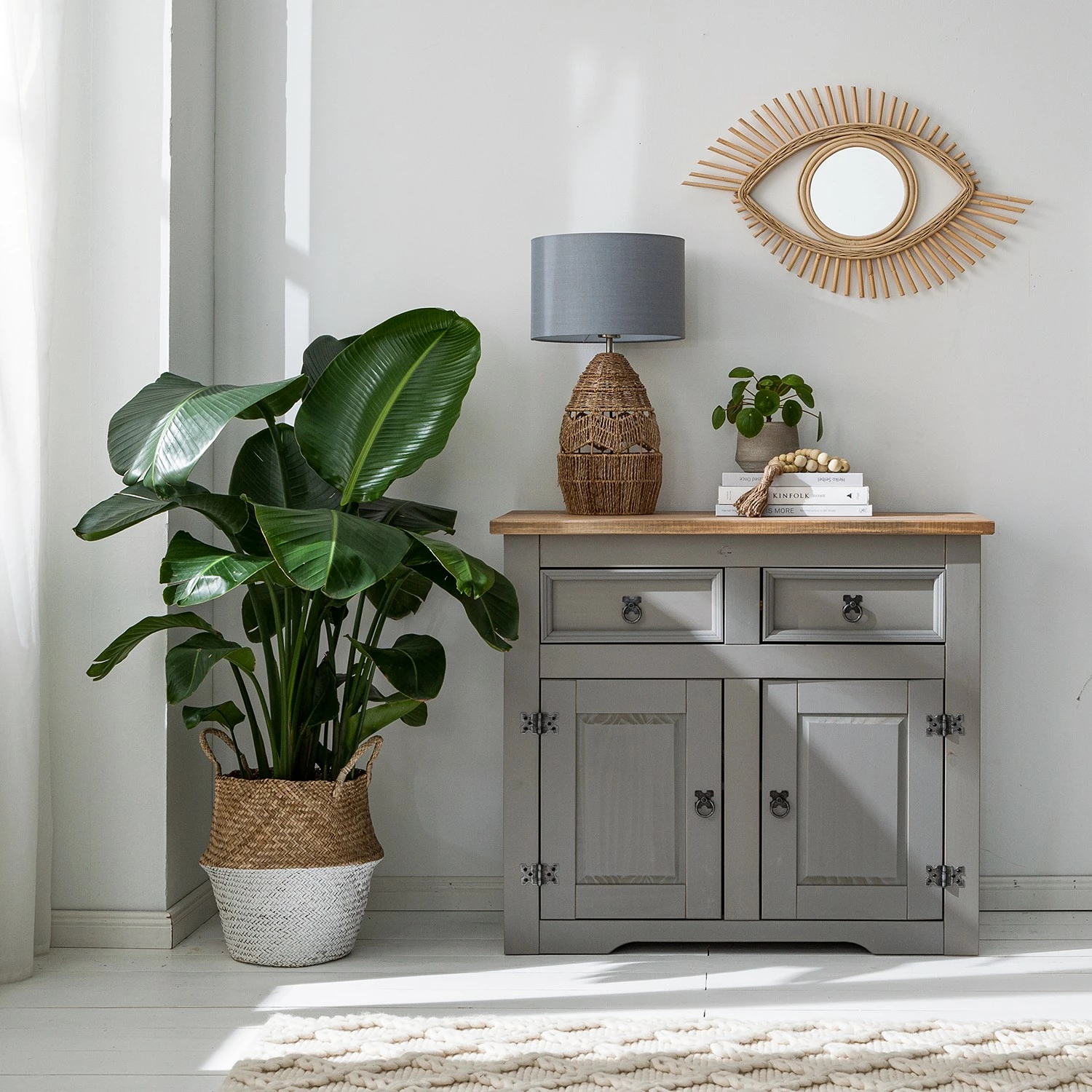 Maison Belfort Kommode Finca Rustica I - Kiefer massiv - Kiefer Grau – Bild 2