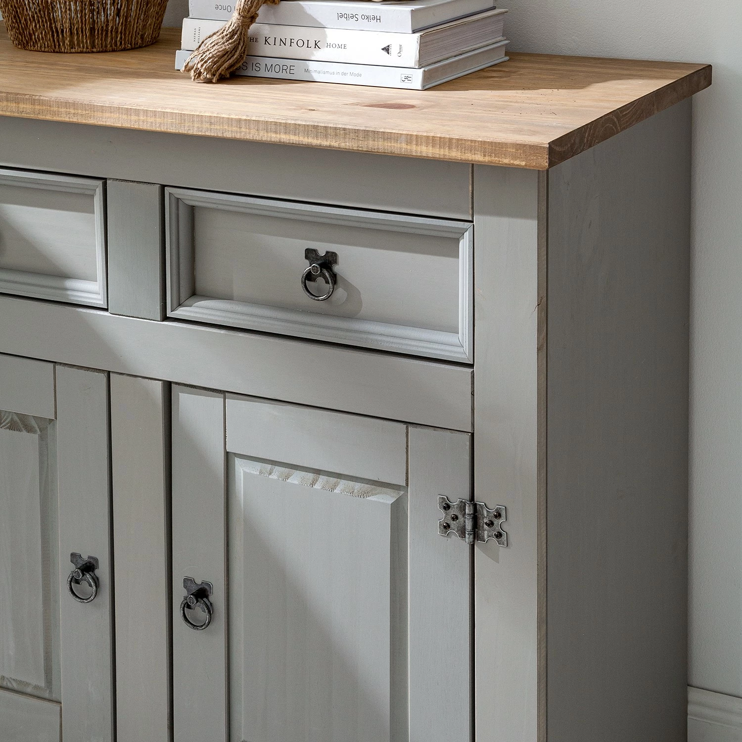 Maison Belfort Kommode Finca Rustica I - Kiefer massiv - Kiefer Grau – Bild 7