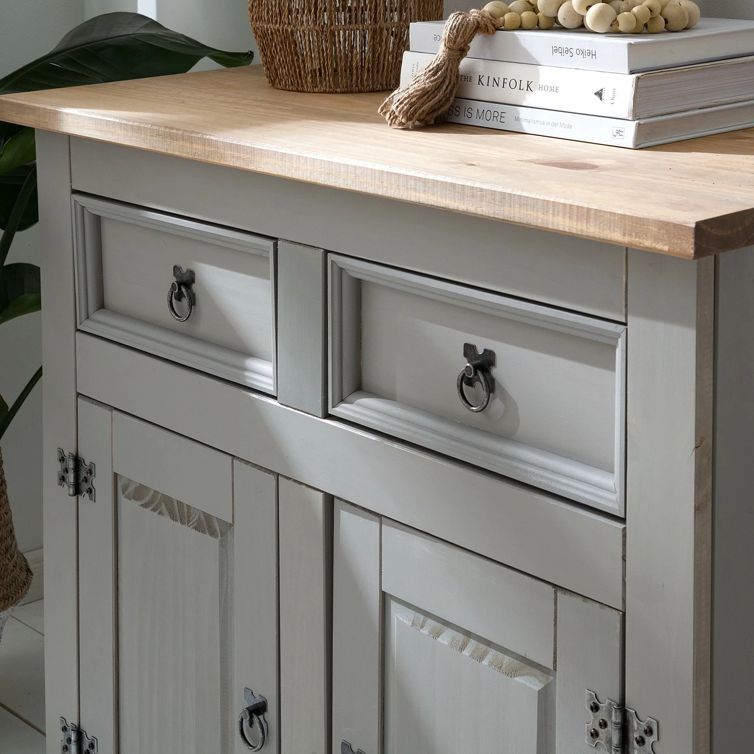 Maison Belfort Kommode Finca Rustica I - Kiefer massiv - Kiefer Grau – Bild 6