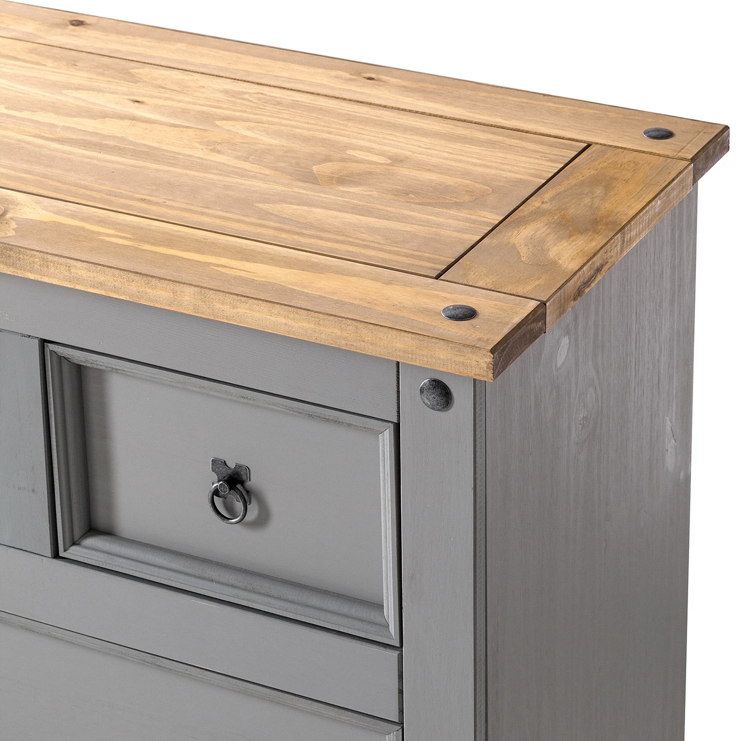 Maison Belfort Kommode Finca Rustica II - Kiefer massiv - Kiefer Grau – Bild 10