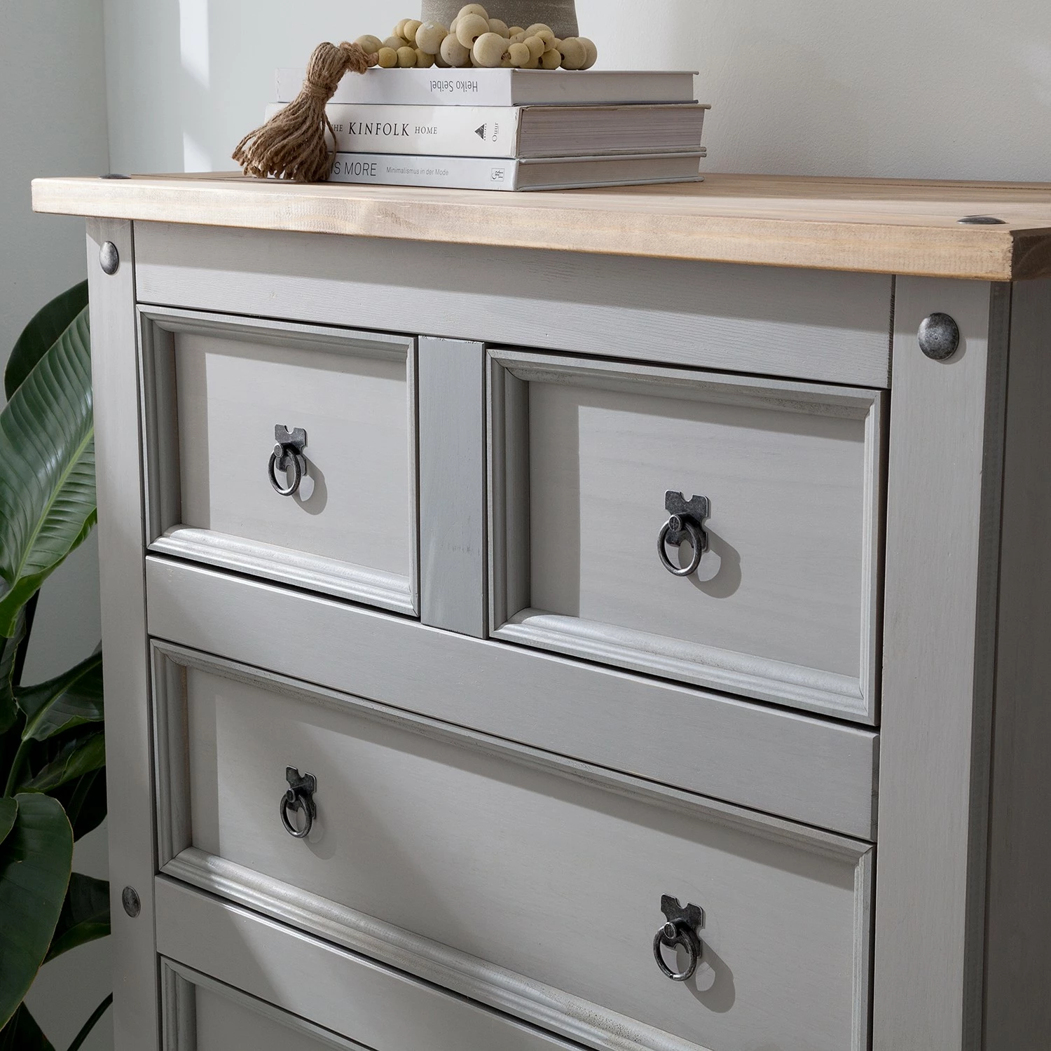 Maison Belfort Kommode Finca Rustica II - Kiefer massiv - Kiefer Grau – Bild 7