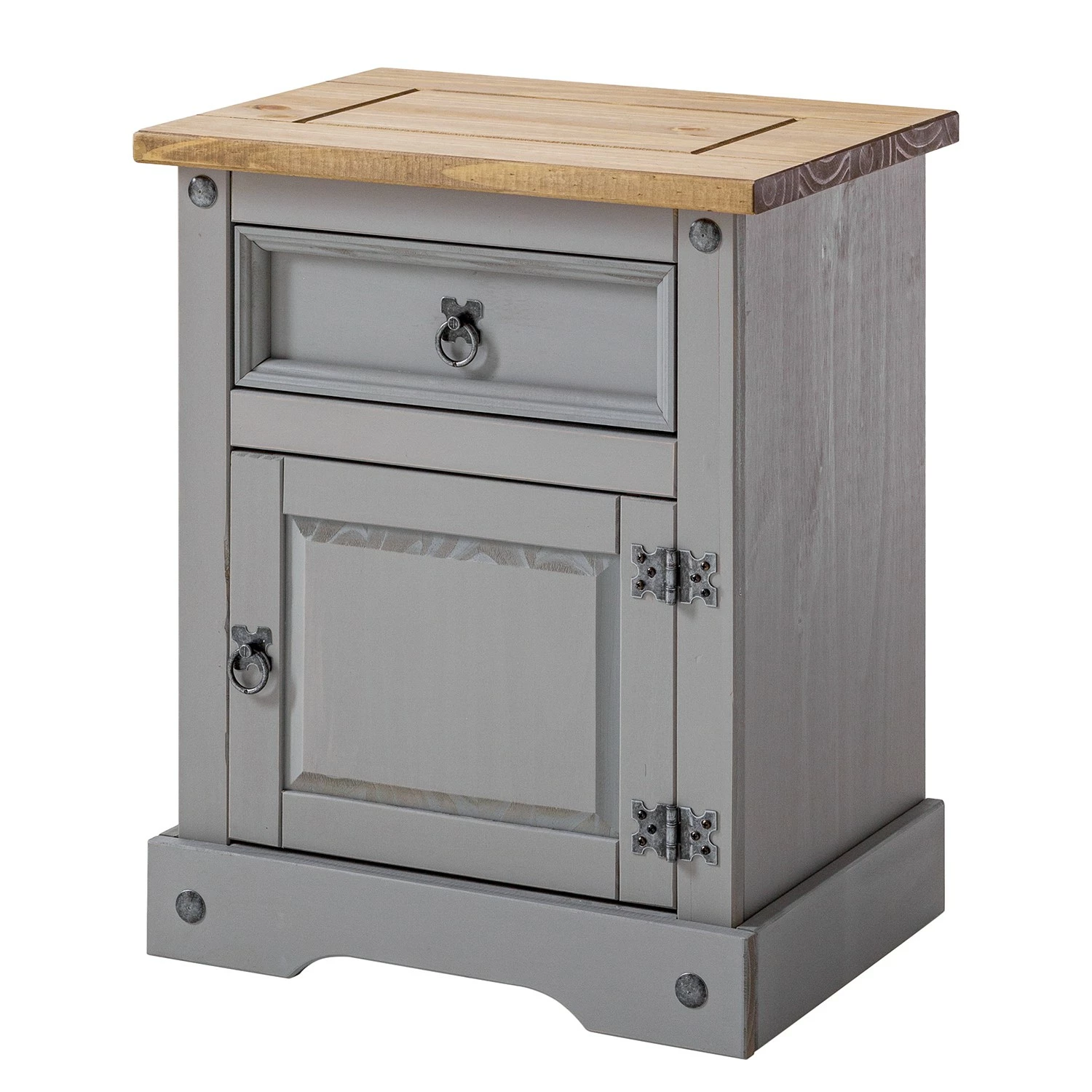 Maison Belfort Nachtkommode Finca Rustica - Kiefer massiv - Kiefer Grau