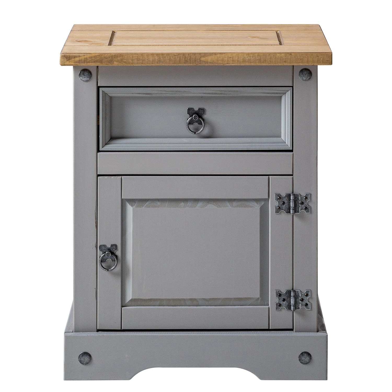Maison Belfort Nachtkommode Finca Rustica - Kiefer massiv - Kiefer Grau – Bild 3
