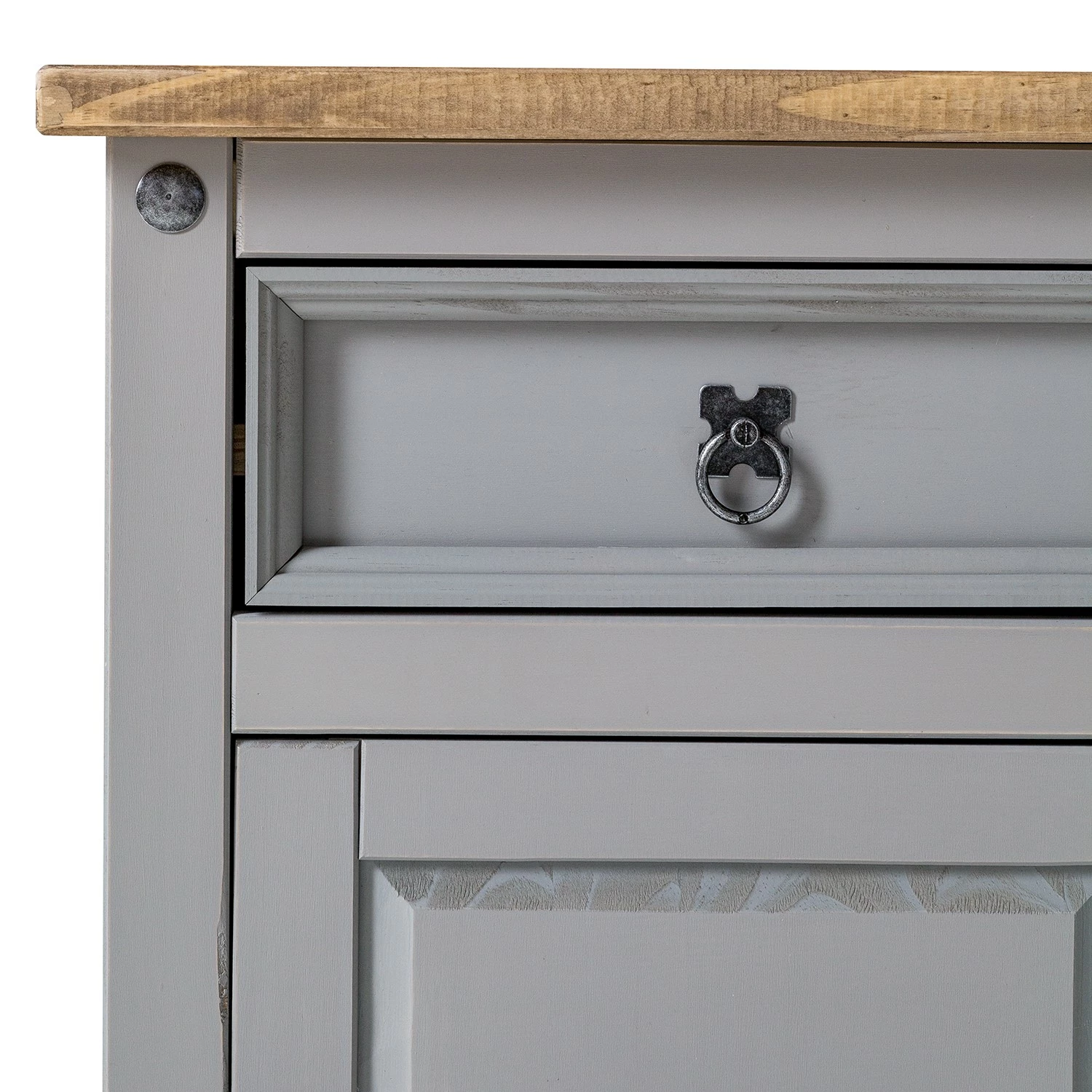 Maison Belfort Nachtkommode Finca Rustica - Kiefer massiv - Kiefer Grau – Bild 12
