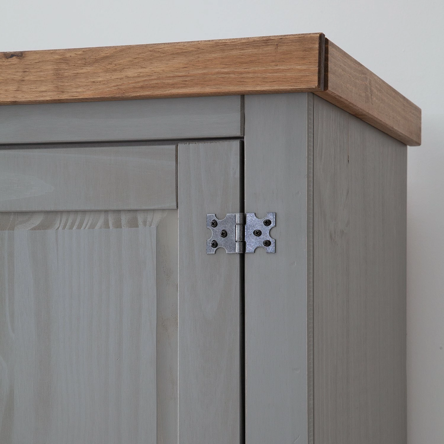 Maison Belfort Drehtürenschrank Finca Rustica II - Kiefer massiv - Kiefer Grau - Breite: 194 cm – Bild 17