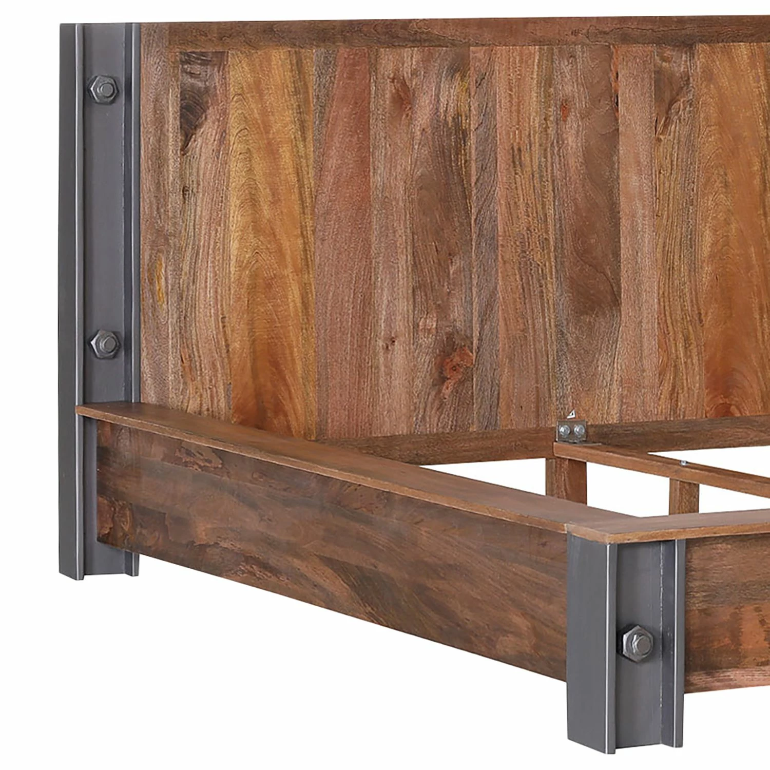 Red Living Massivholzbett Linx - Mango massiv - Mango / Stahl Dekor - 140 x 200cm – Bild 4