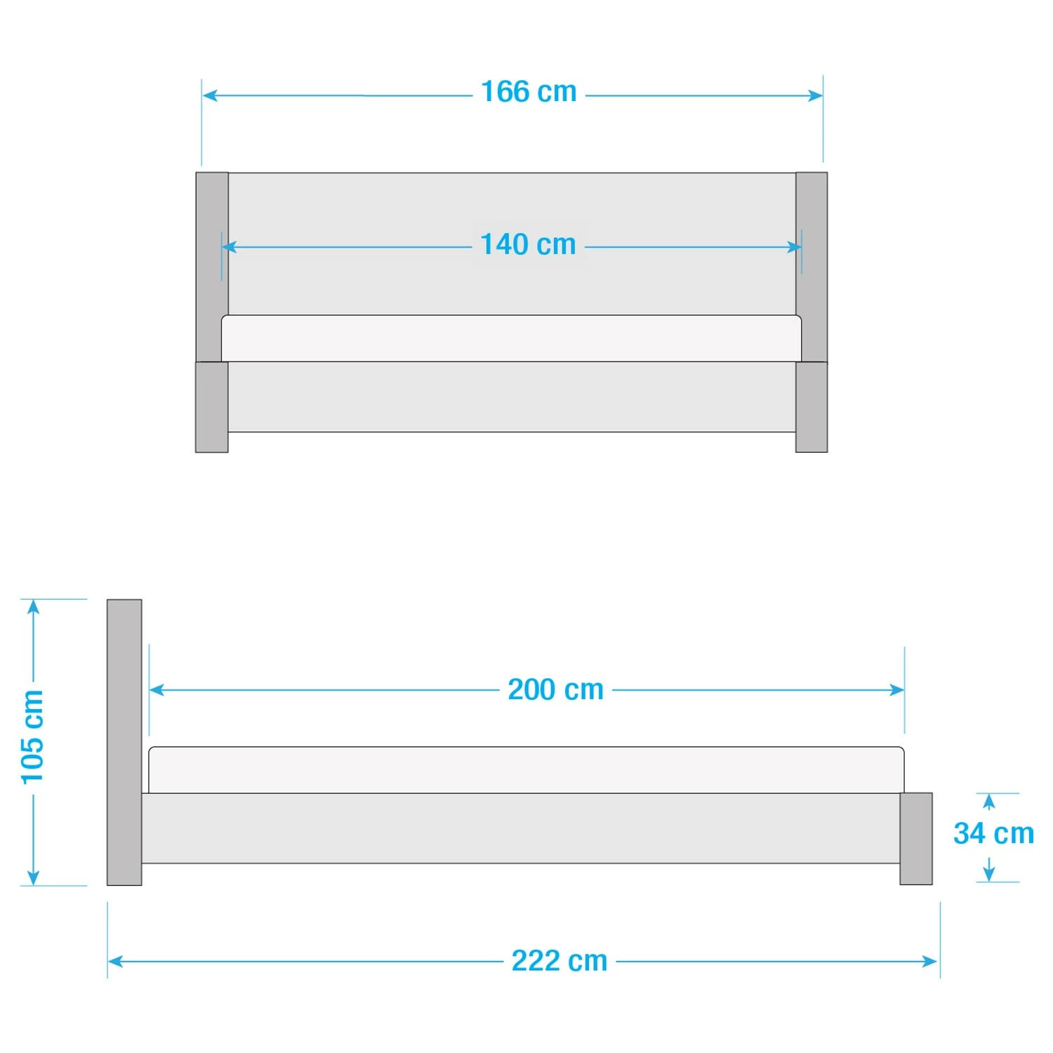 Red Living Massivholzbett Linx - Mango massiv - Mango / Stahl Dekor - 140 x 200cm – Bild 6