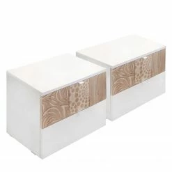 LC Spa Nachtkommode Laussonne (2er Set) - Weiß / Eiche Sonoma Dekor