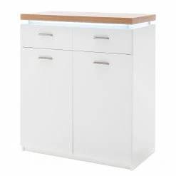 Loftscape Kommode Mundai II - Inkl. Beleuchtung - Weiß / Eiche Wotan Dekor