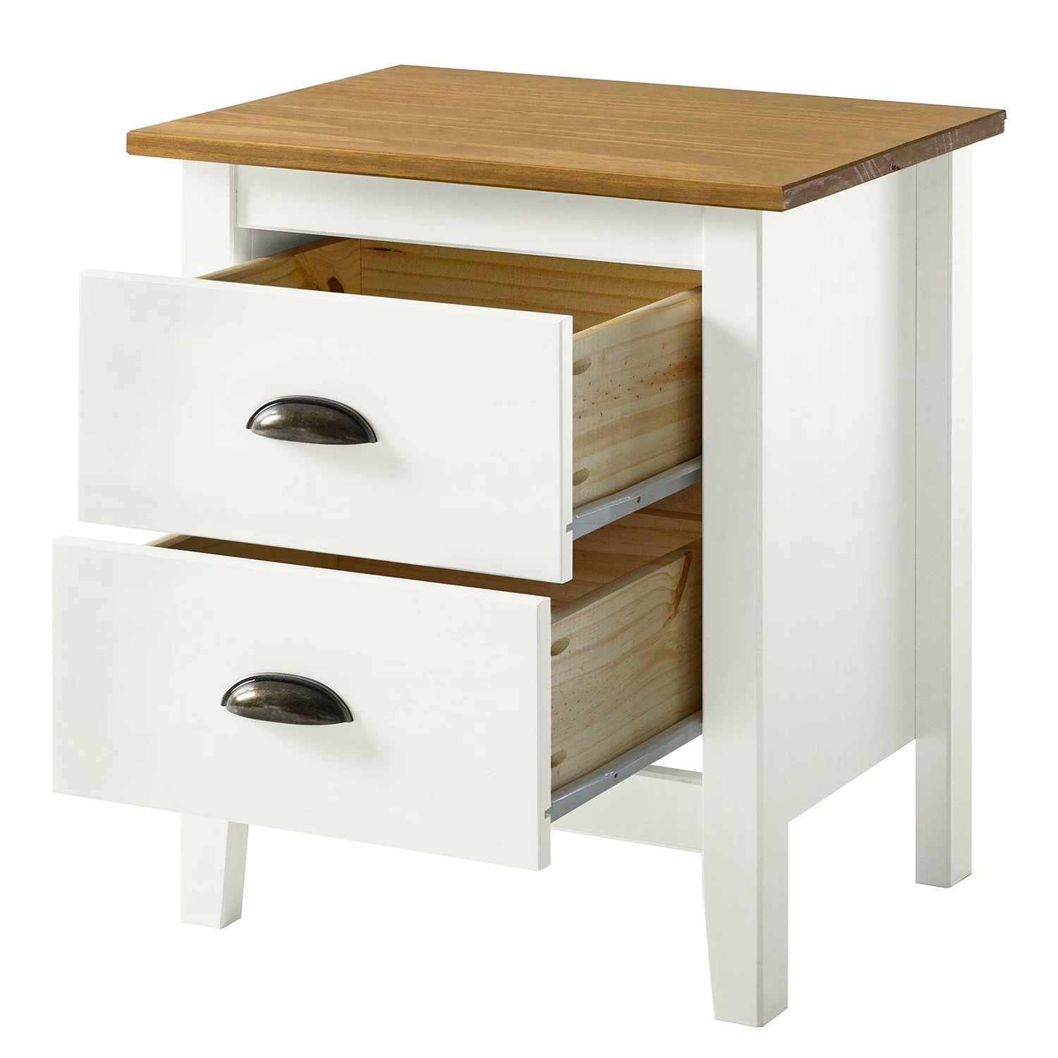 Maison Belfort Nachtkommode Rivery - Kiefer massiv - Weiß – Bild 4