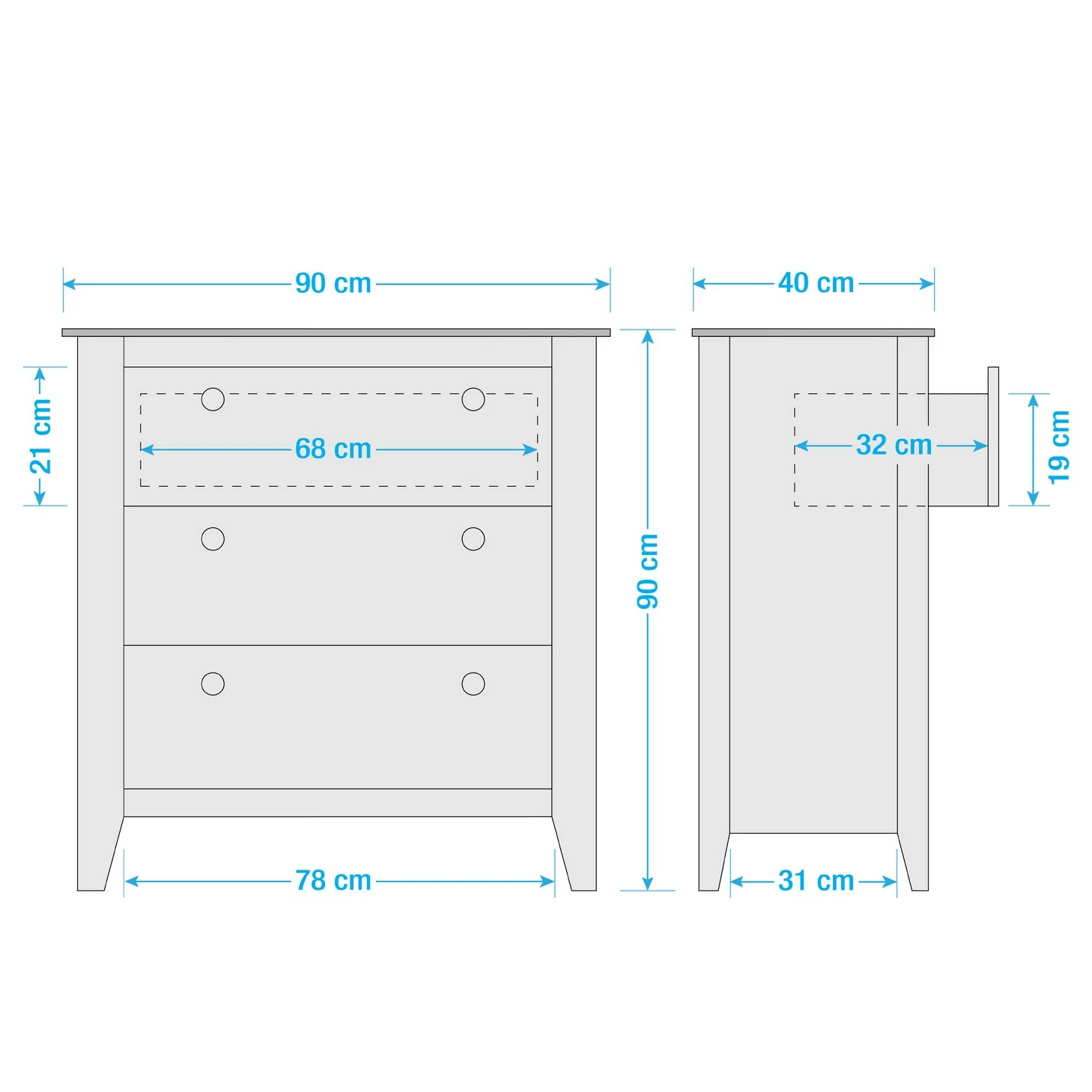 Maison Belfort Kommode Belleria I - Kiefer massiv / Wiener Geflecht - Hellolivgrün – Bild 15