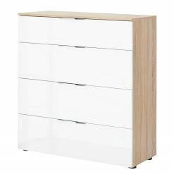 Maja Möbel Kommode Trend IV - Glas - Weiß / Eiche Sonoma Dekor