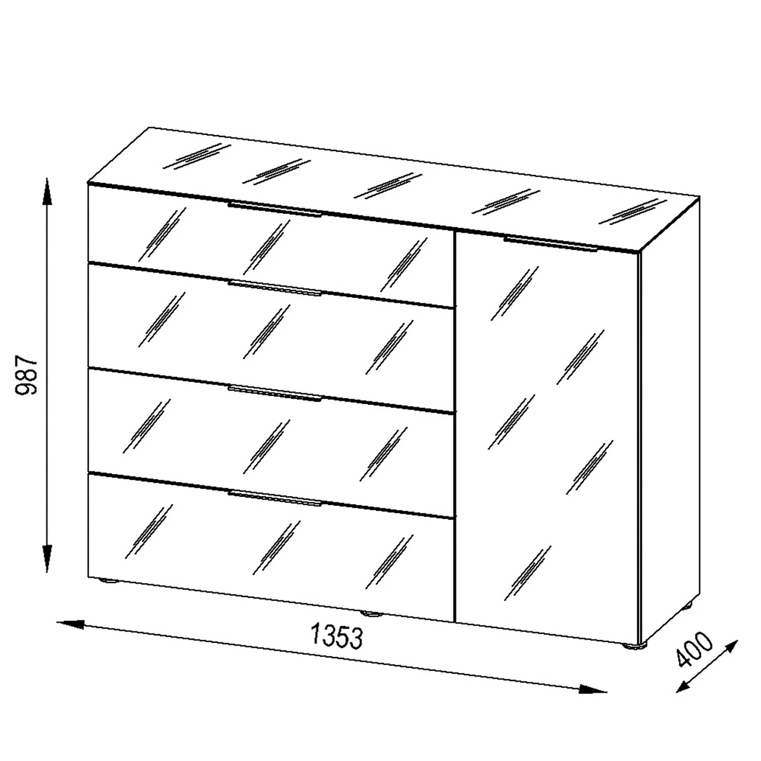 Maja Möbel Kommode Trend III - Glas - Weiß – Bild 3
