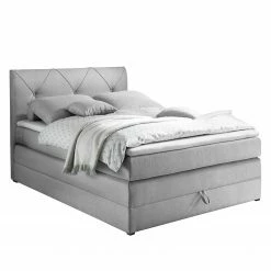 Loftscape Boxspringbett Griggs - Boxspringbett inkl. Topper und Bettkasten, ohne Dekoration Bezug: Webstoff - Silber - 140 x 200cm