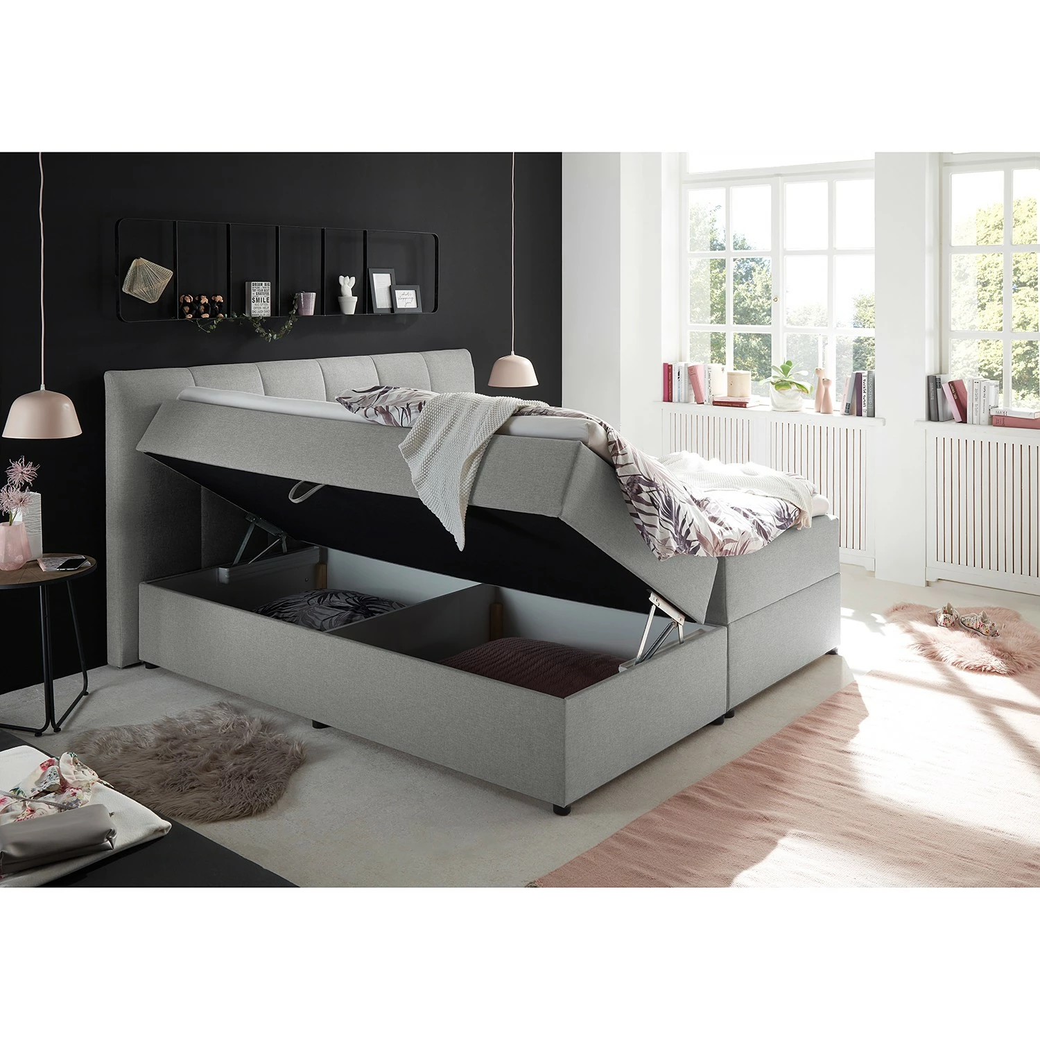 Loftscape Polsterbett Lofou - inkl. Bettkasten - Hellgrau - 180 x 200cm – Bild 3