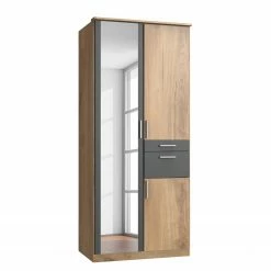 Wimex Drehtürenschrank Koblenz I - inkl. Accessoires Fach - Eiche Sägerau Dekor / Graphit - Breite: 91 cm