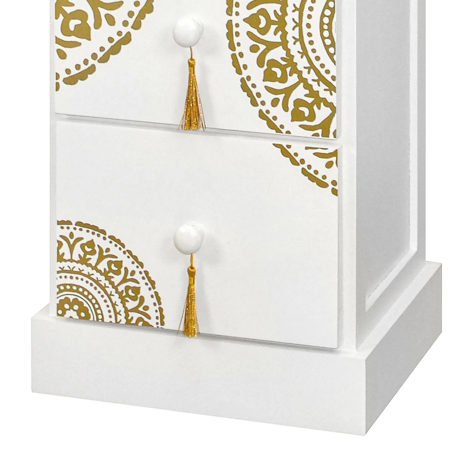 Ridgevalley Kommode Youx - Paulownia teilmassiv - Weiß / Gold - Höhe: 95 cm – Bild 5