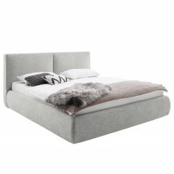 Meise.möbel Polsterbett Atesio III - inkl. Kopfteil in Kissenoptik, Bettkasten und Matratze - Lichtgrau - Doppelmatratze H2/H3