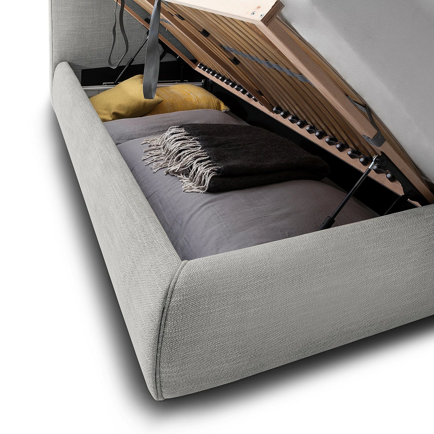 Meise.möbel Polsterbett Atesio II - inkl. Kopfteil in Kissenoptik und Bettkasten - Lichtgrau – Bild 14