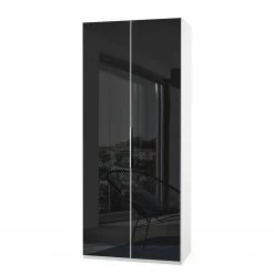 Fresh to go Drehtürenschrank Level 36 C - Hochglanz Schwarz / Weiß - Höhe: 236 cm - Breite: 100 cm - Ohne - Ohne Spiegeltür/-en
