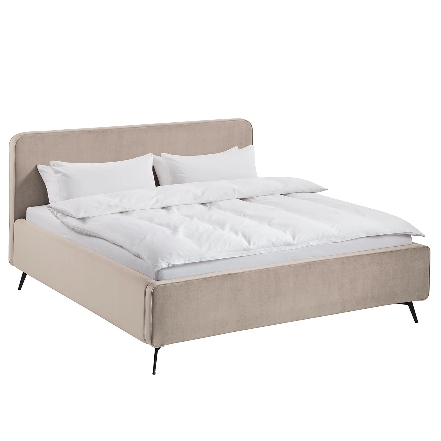 Mørteens Polsterbett Karelia II - Samt Ravi: Beige - 180 x 200cm - Ohne Stauraum