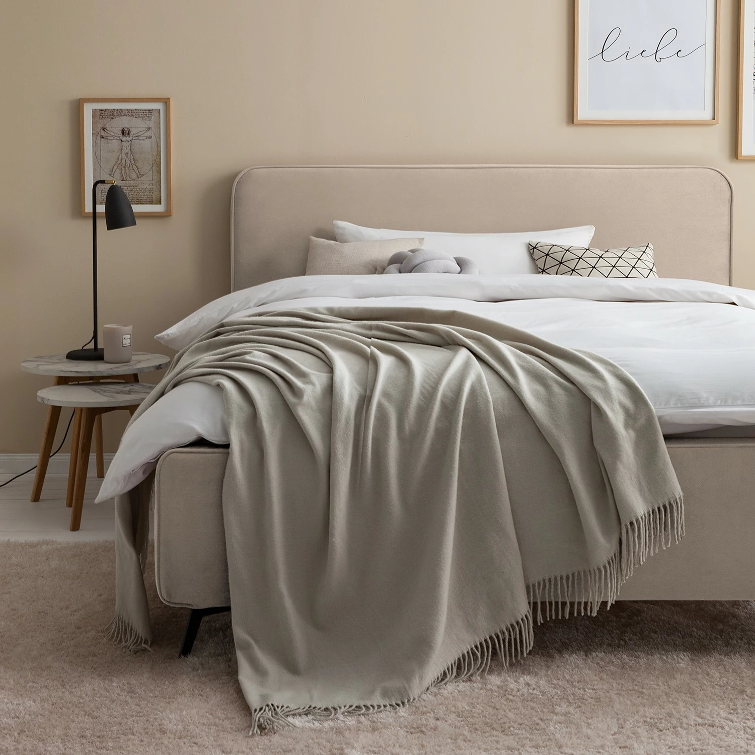 Mørteens Polsterbett Karelia II - Samt Ravi: Beige - 180 x 200cm - Ohne Stauraum – Bild 12