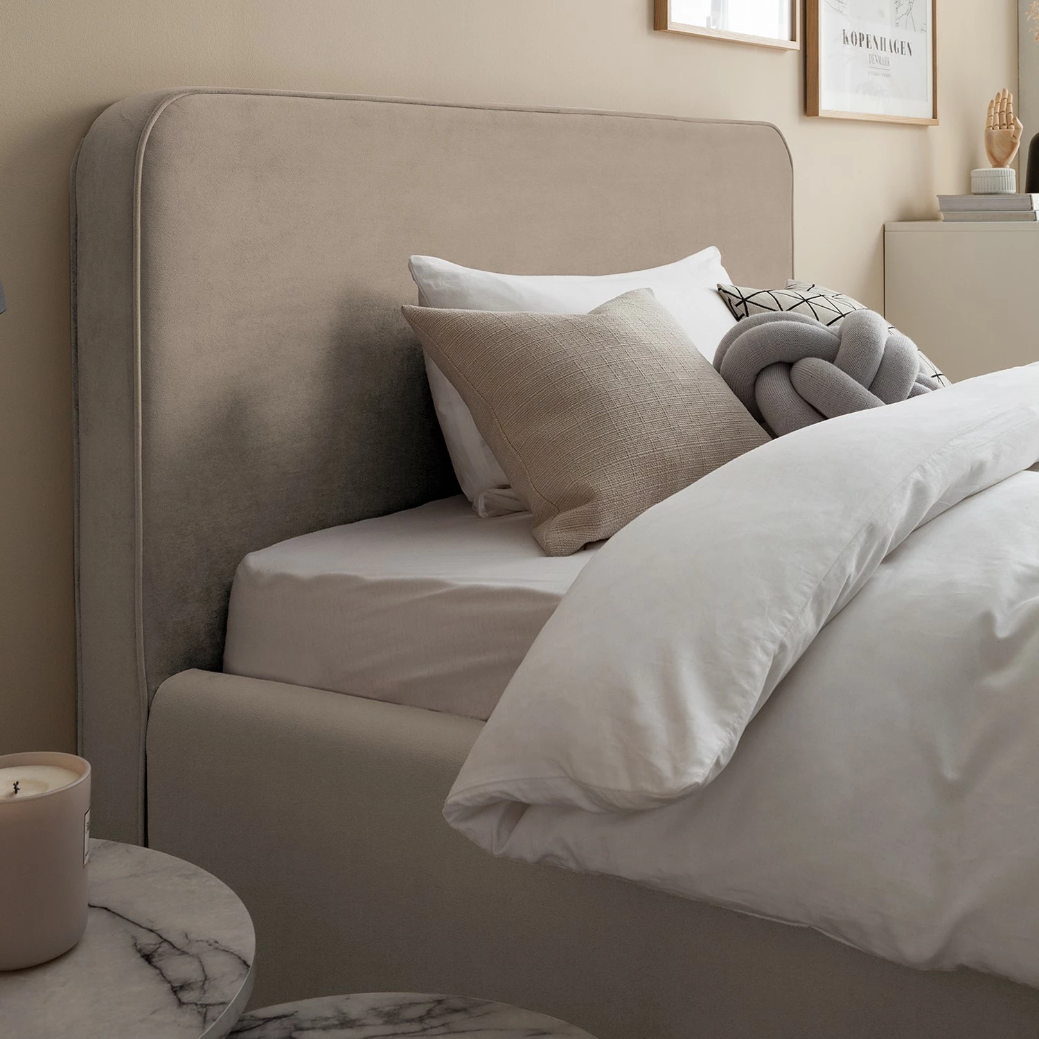 Mørteens Polsterbett Karelia II - Samt Ravi: Beige - 180 x 200cm - Ohne Stauraum – Bild 14