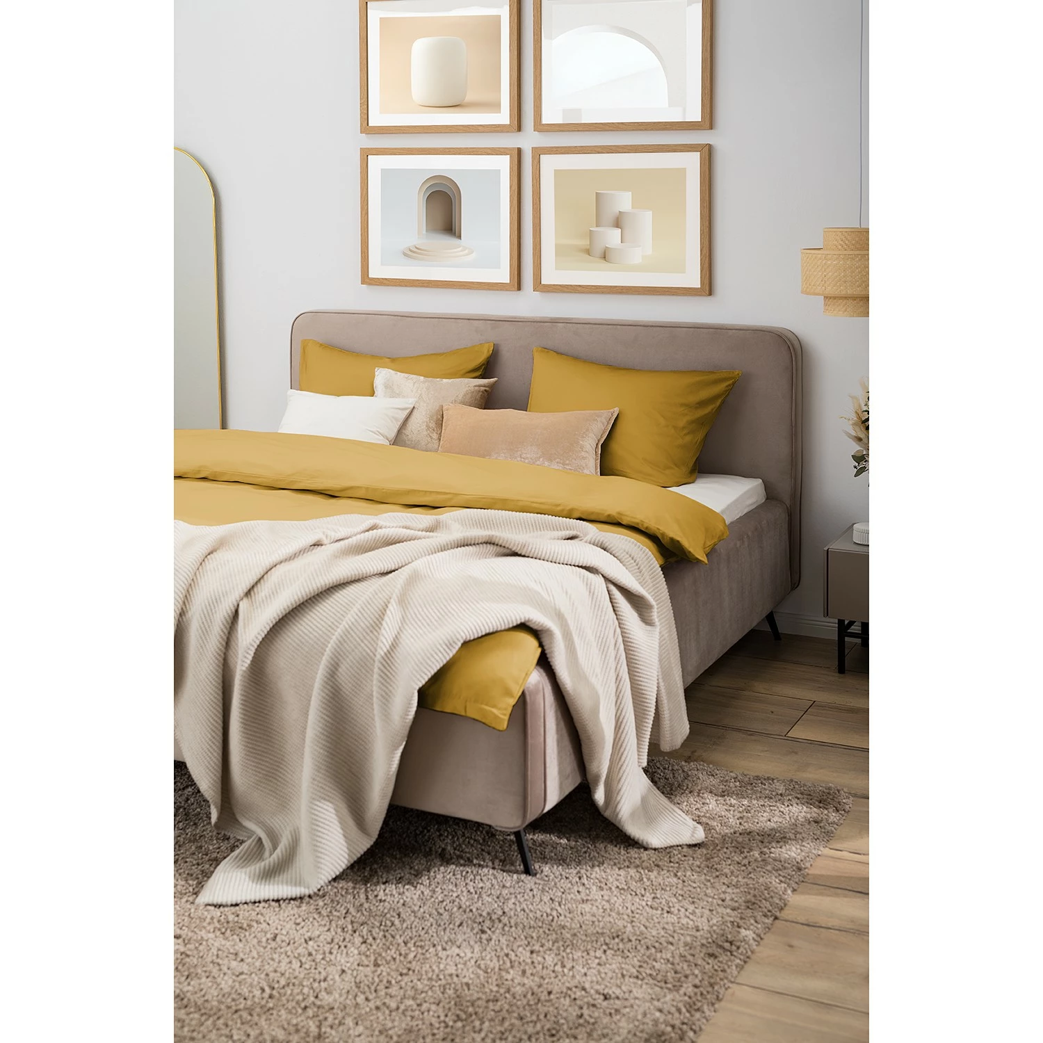 Mørteens Polsterbett Karelia II - Samt Ravi: Beige - 180 x 200cm - Ohne Stauraum – Bild 11