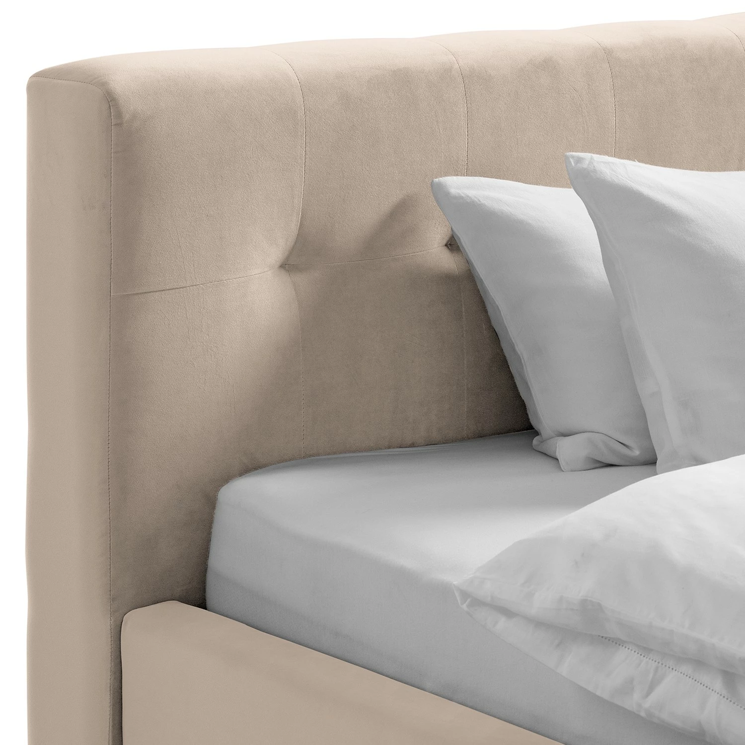 Ars Natura Polsterbett Woodlake II - Samt Ravi: Beige - 140 x 200cm - Ohne Stauraum – Bild 6