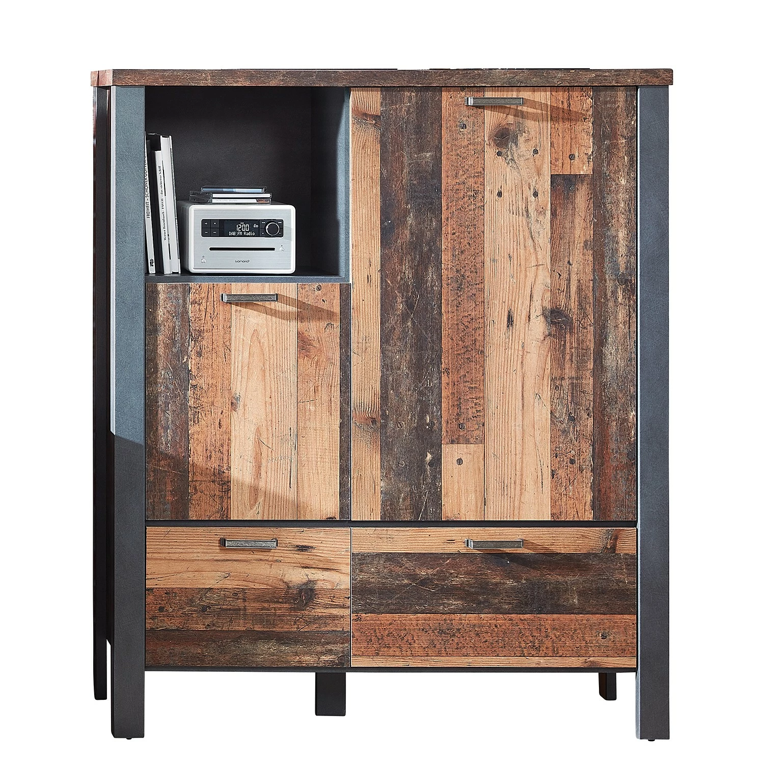 Red Living Kommode Blackpool - Altholz Dekor / Grau