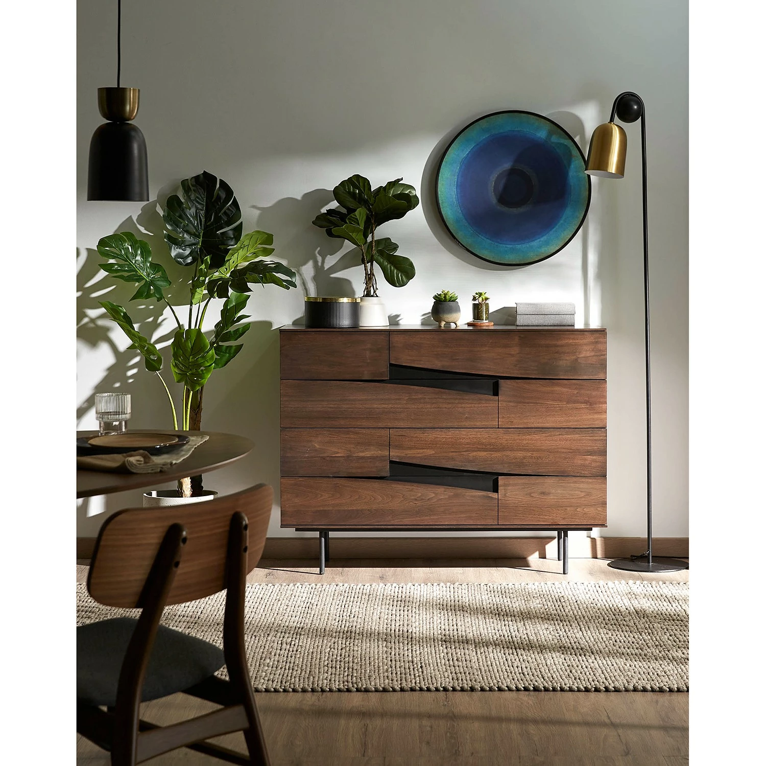 Red Living Kommode Kluuvi I - Echtholzfurnier - Walnuss / Schwarz – Bild 2