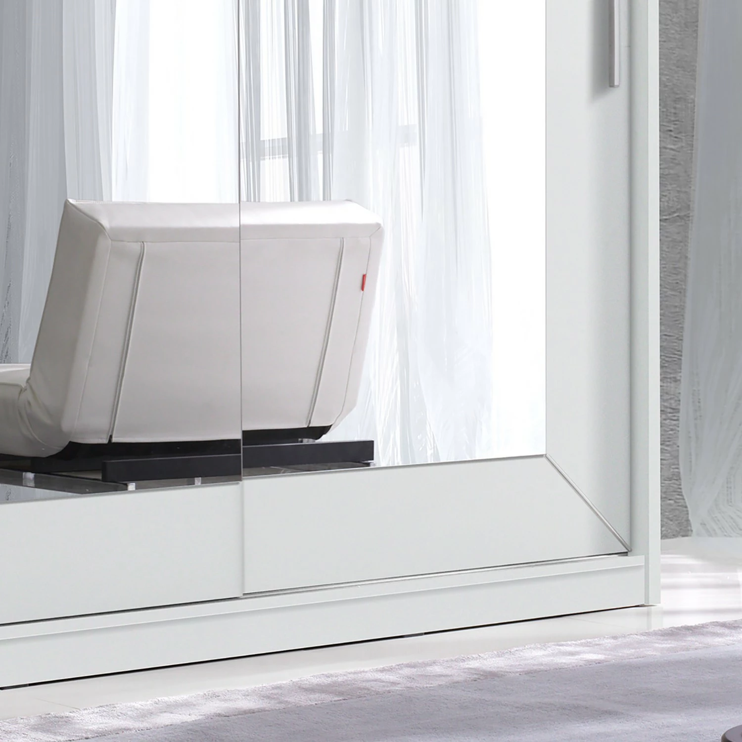 Mooved Schwebetürenschrank Sanday - Weiß - Breite: 200 cm - Mit Spiegeltür/-en – Bild 6