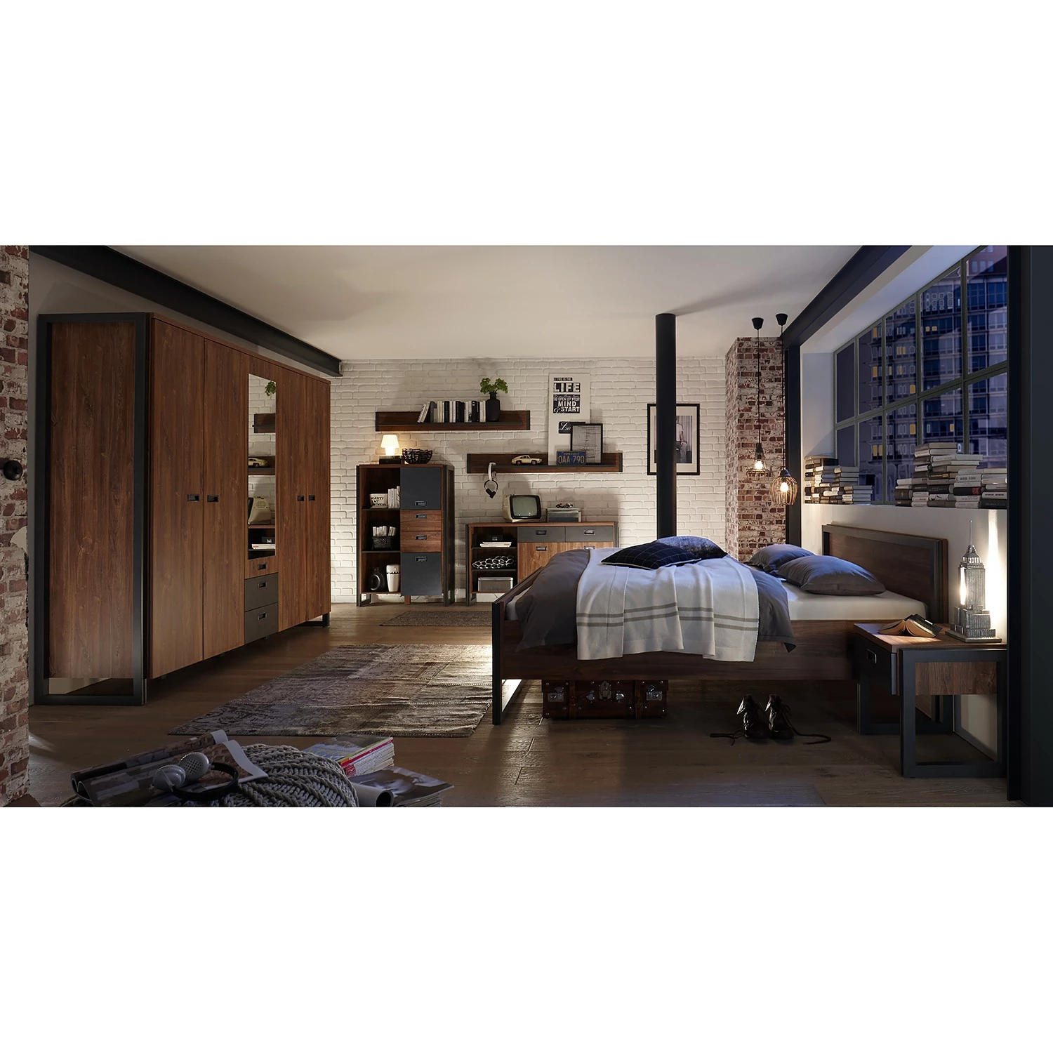 Ars manufacti Nachtkommode Marton - Eiche Stirling Dekor / Anthrazit – Bild 5