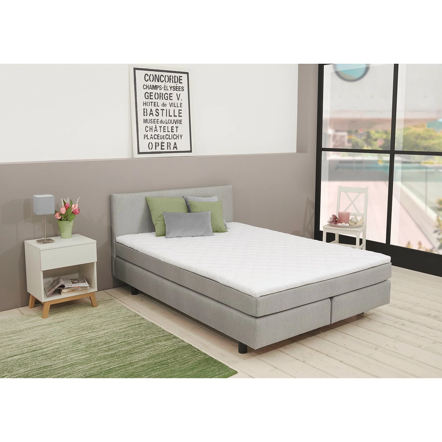 Loftscape Boxspringbett Boyceville - Hellgrau - 140 x 200cm – Bild 2