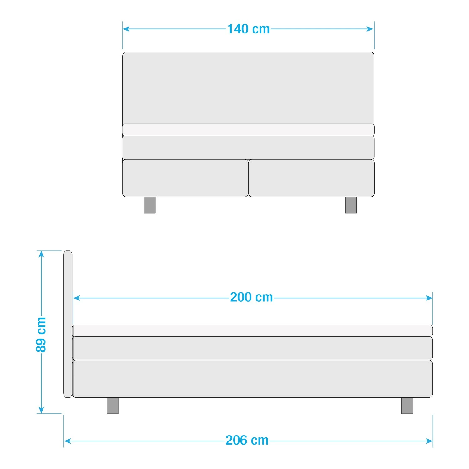 Loftscape Boxspringbett Boyceville - Hellgrau - 140 x 200cm – Bild 7