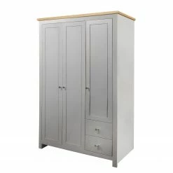 Ars Natura Drehtürenschrank Woodmont - Hellgrau / Eiche