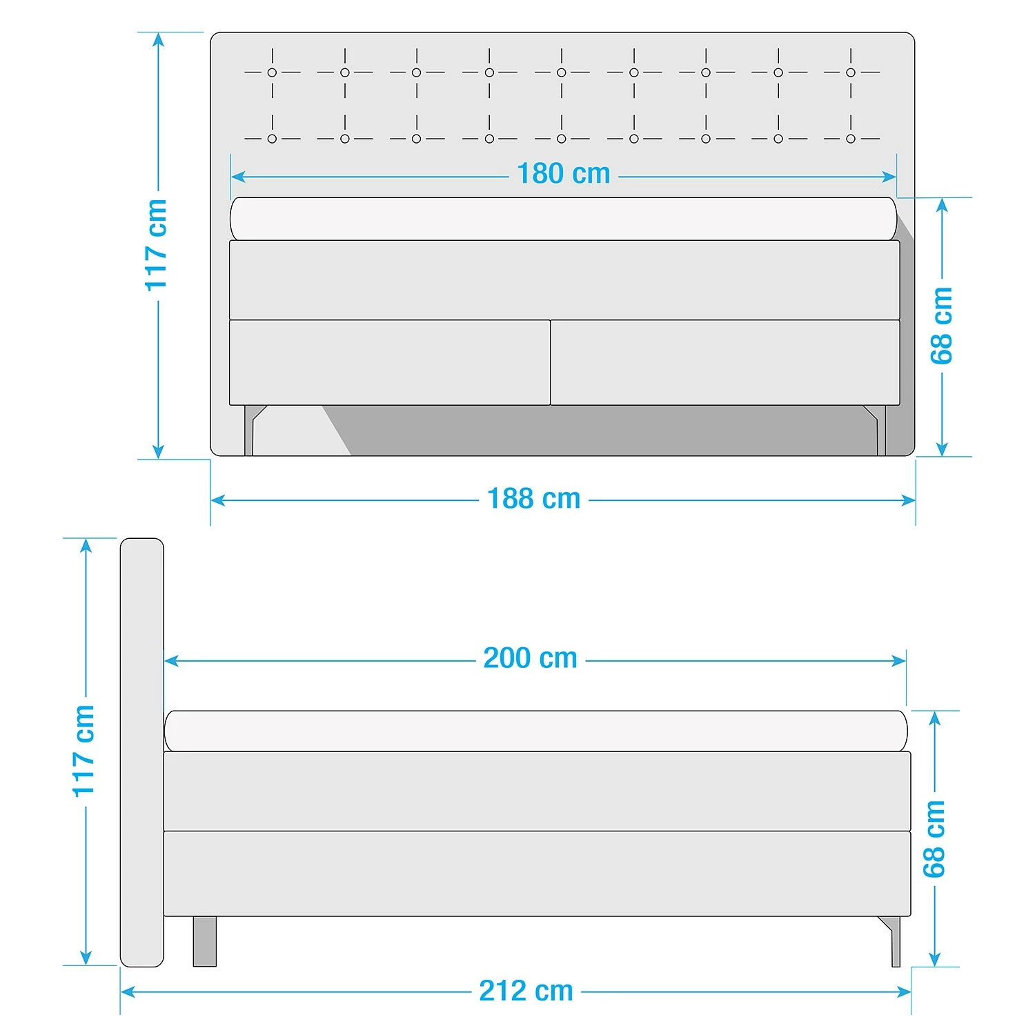 Loftscape Boxspringbett Cooling - Hellblau - H3 – Bild 6