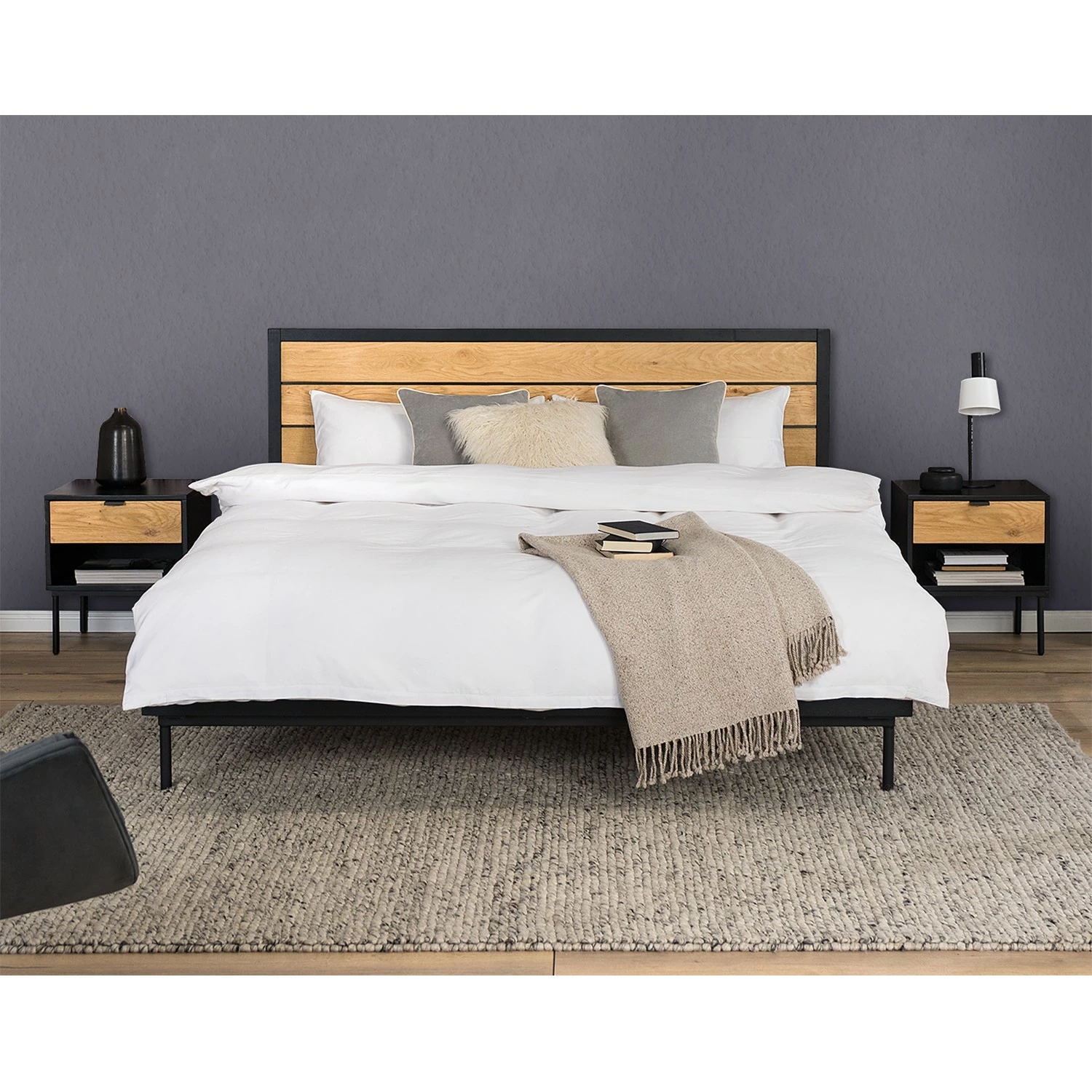 Studio Copenhagen Bettgestell Xavi - Echtholzfurnier - Eiche / Eiche Schwarz – Bild 4