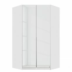 Rauch Orange Eckschrank Belezza II - Graphit / Glas Weiß - Ohne Spiegeltür/-en