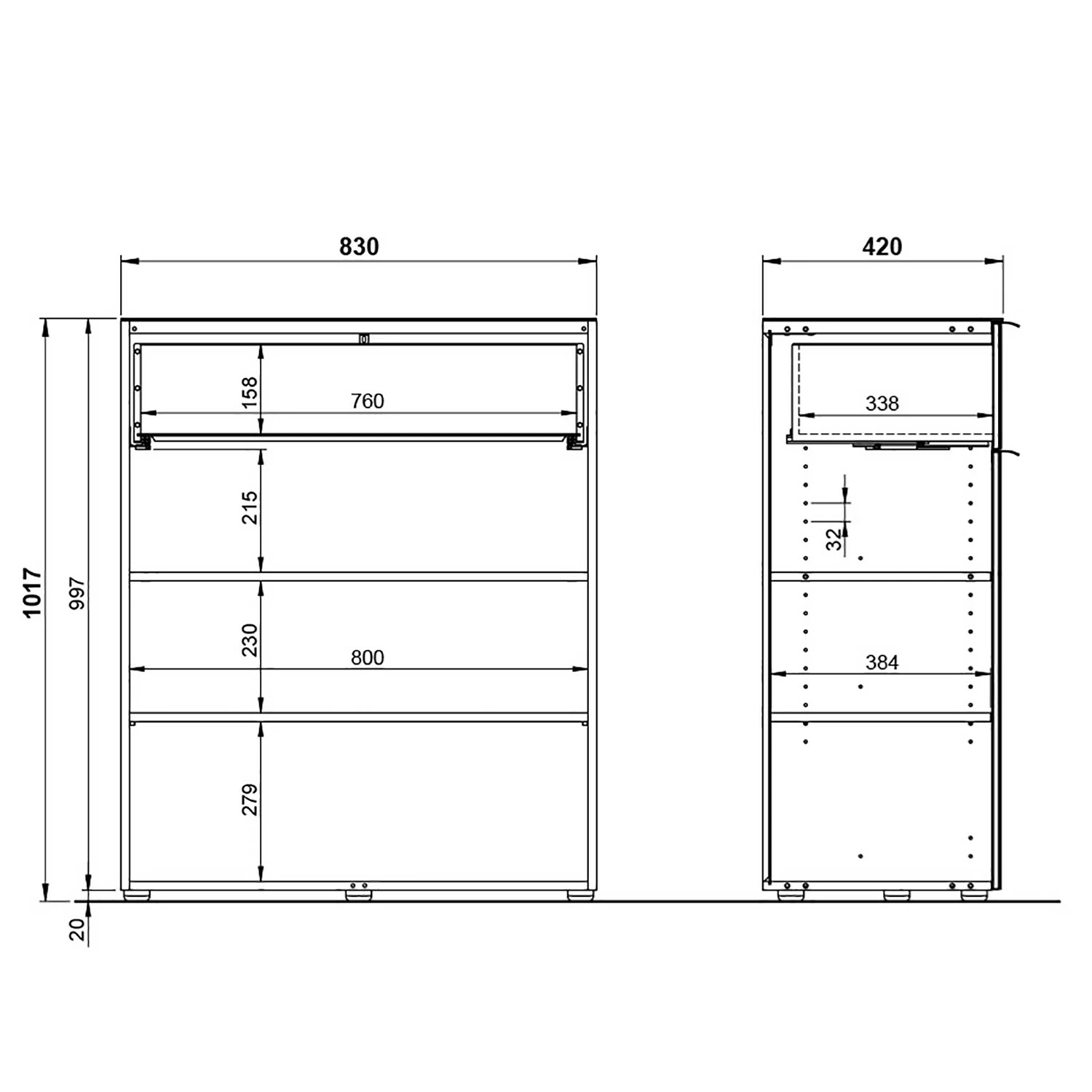 Germania Kommode Oakland II - Glas - Schwarz – Bild 7