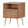 Ars manufacti Beistelltisch Bowdon - Wiener Geflecht / Akazie massiv - Akazie / Gold