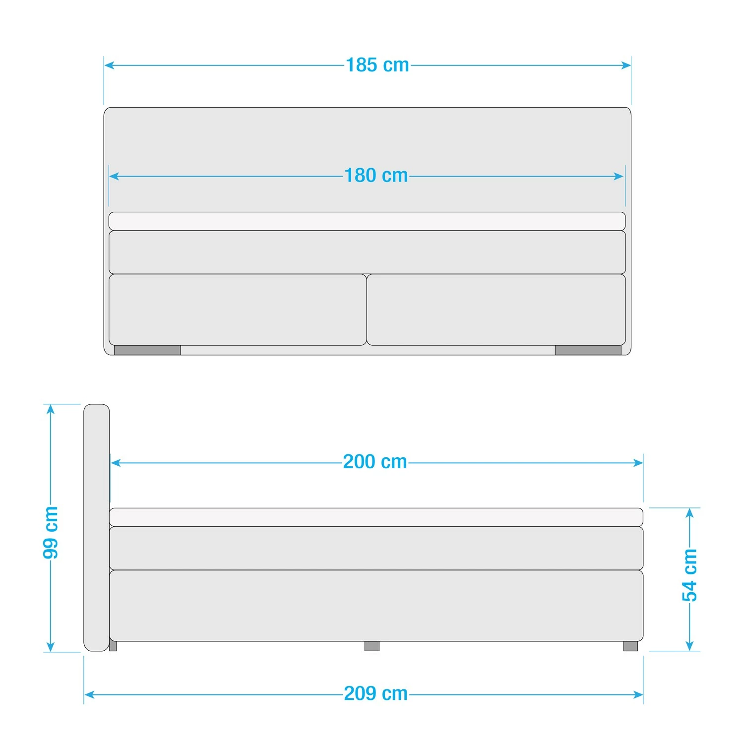 Cotta Boxspringbett Wellton - Dunkelgrau - 180 x 200cm – Bild 5