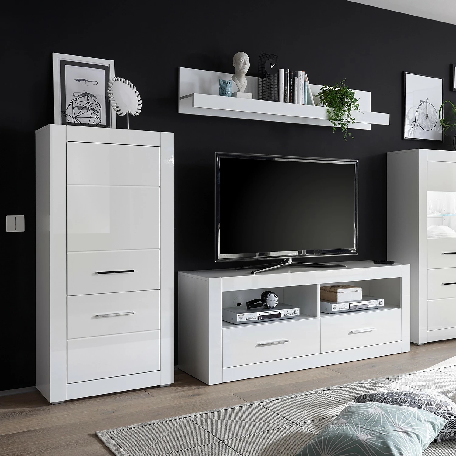 Loftscape Highboard Bricktown IV - Hochglanz Weiß / Matt Weiß – Bild 3